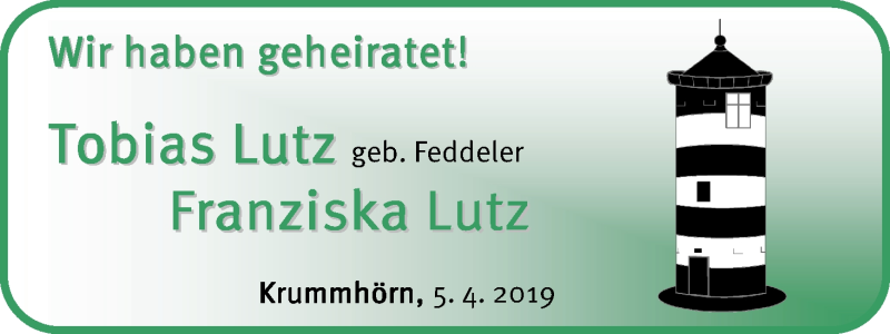 Hochzeitsanzeige von Tobias Lutz von Wuemme Zeitung