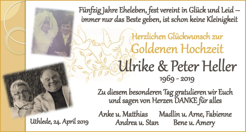 Hochzeitsanzeige von Ulrike Heller von Die Norddeutsche