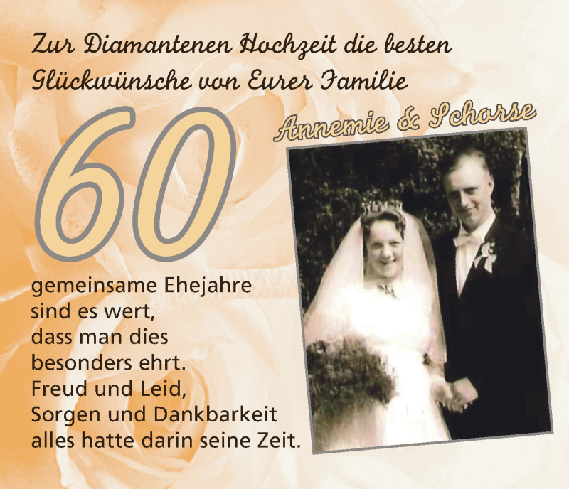 Hochzeitsanzeige von Annemarie  von Wuemme Zeitung