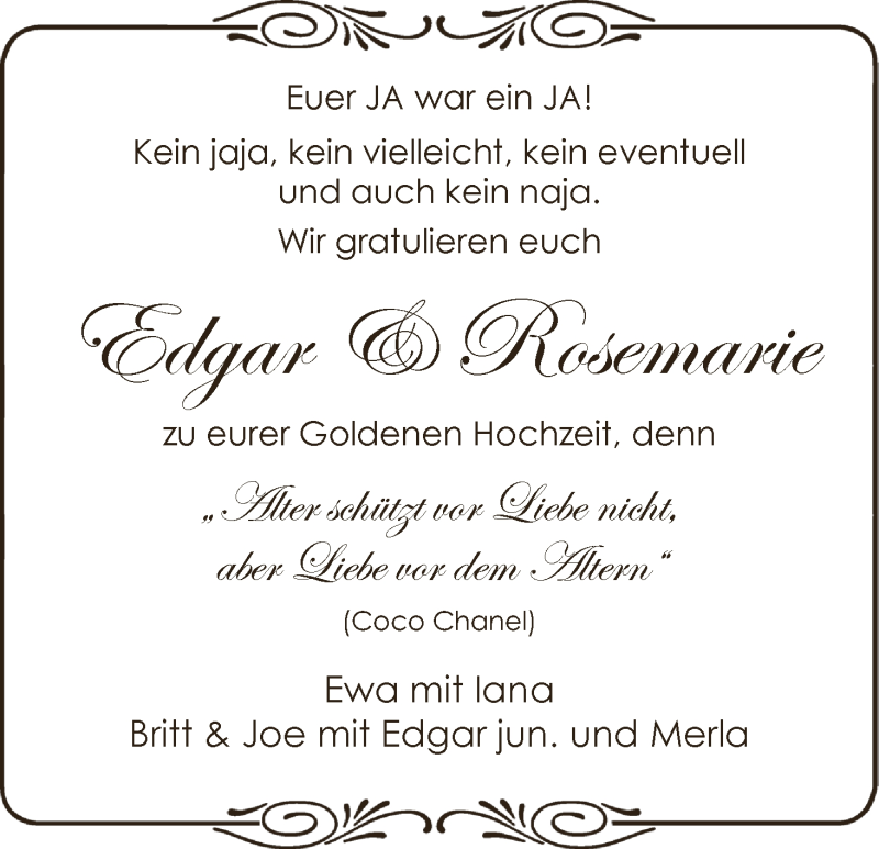 Hochzeitsanzeige von Edgar  von Osterholzer Kreisblatt