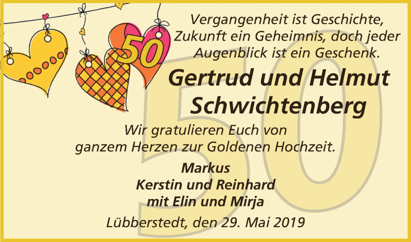 Hochzeitsanzeige von Gertrud Schwichtenberg von Osterholzer Kreisblatt