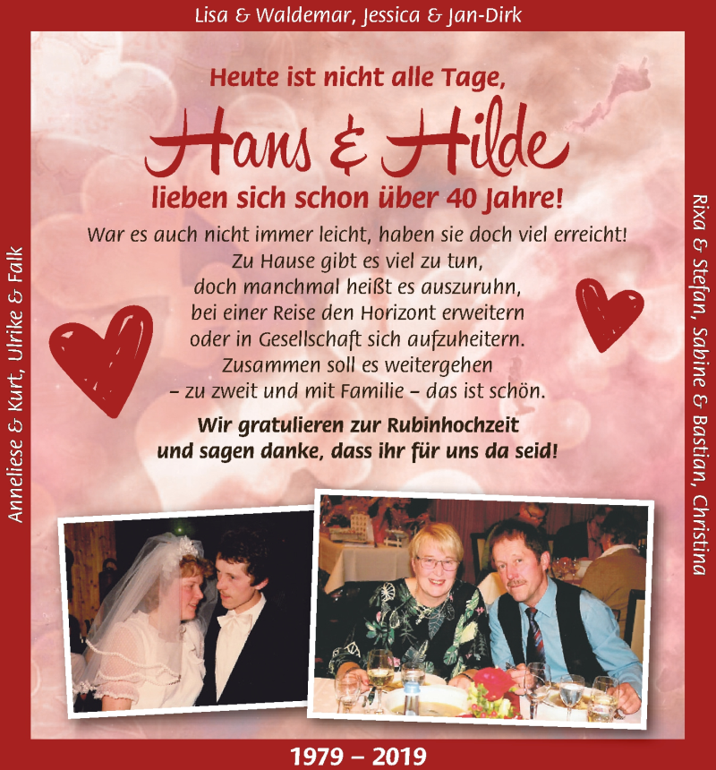 Hochzeitsanzeige von Hans Murken von Wuemme Zeitung