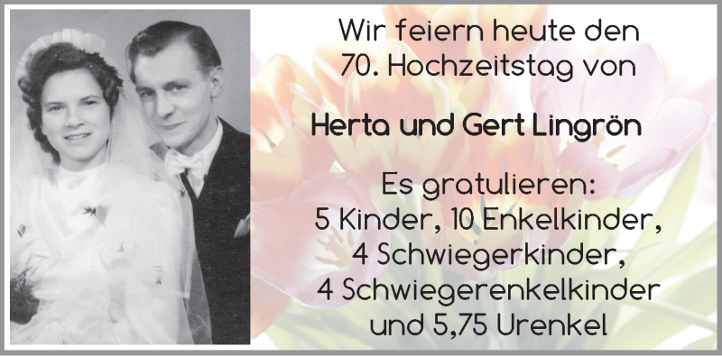 Hochzeitsanzeige von Herta Lingrön von WESER-KURIER