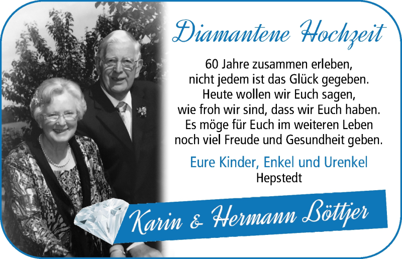 Hochzeitsanzeige von Karin Böttjer von Wuemme Zeitung
