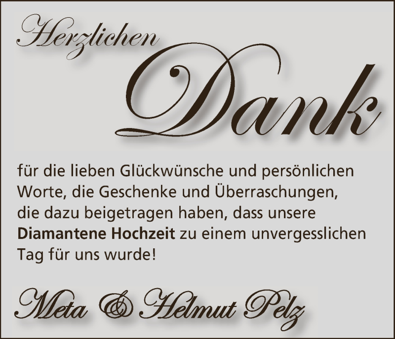 Hochzeitsanzeige von Meta Pelz von Wuemme Zeitung