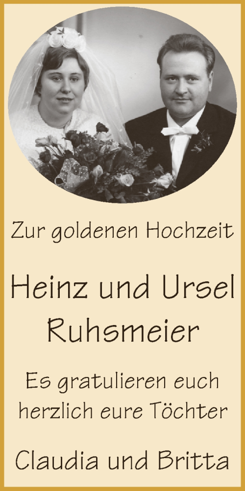 Hochzeitsanzeige von Heinz Ruhsmeier von Osterholzer Kreisblatt
