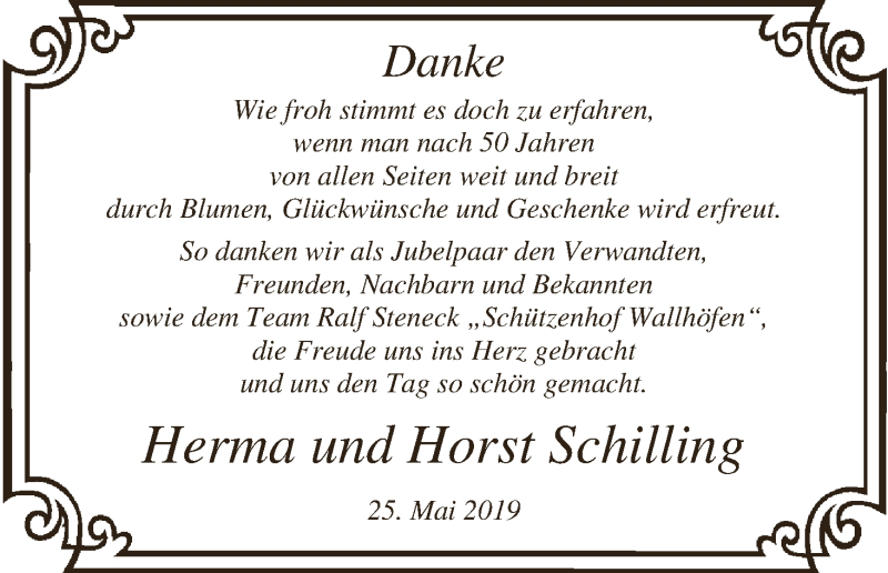 Hochzeitsanzeige von Herma Schilling von Osterholzer Kreisblatt