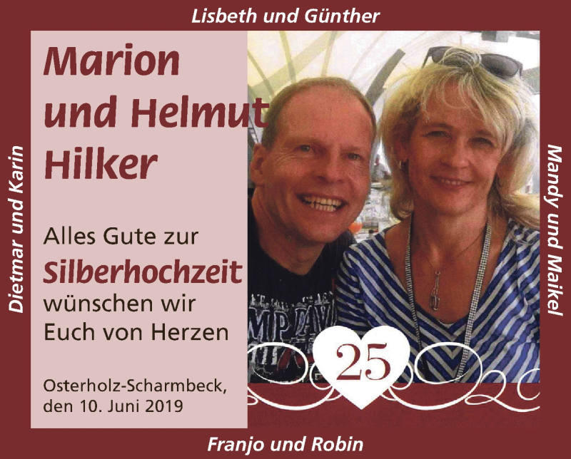 Hochzeitsanzeige von Marion Hilker von Osterholzer Kreisblatt