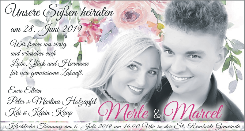 Hochzeitsanzeige von Merle  von WESER-KURIER