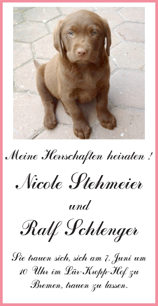 Hochzeitsanzeige von Nicole Stehmeier von WESER-KURIER