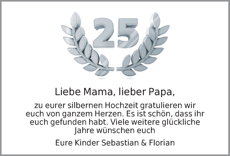 Hochzeitsanzeige von silberne  von Wuemme Zeitung