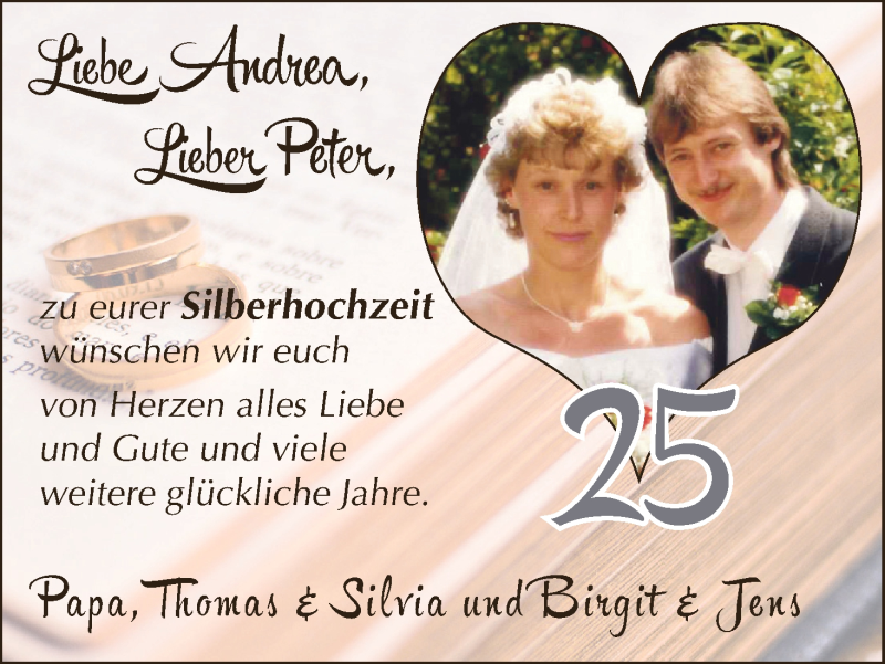 Hochzeitsanzeige von Andrea  von Wuemme Zeitung