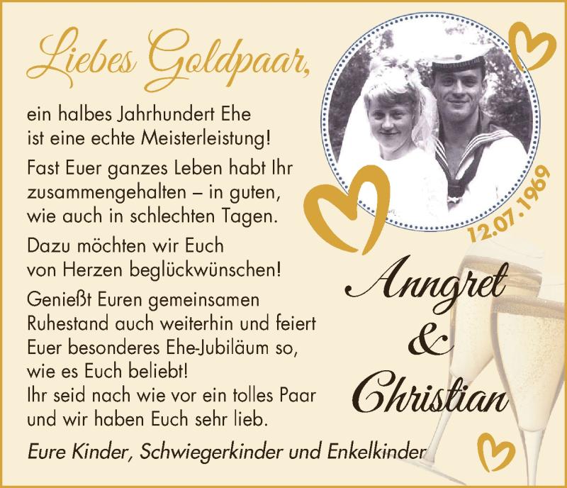 Hochzeitsanzeige von Annegret  von Osterholzer Kreisblatt