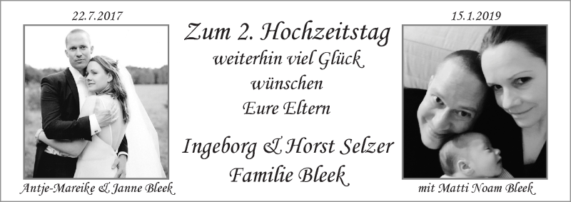 Hochzeitsanzeige von Antje-Mareike Bleek von WESER-KURIER
