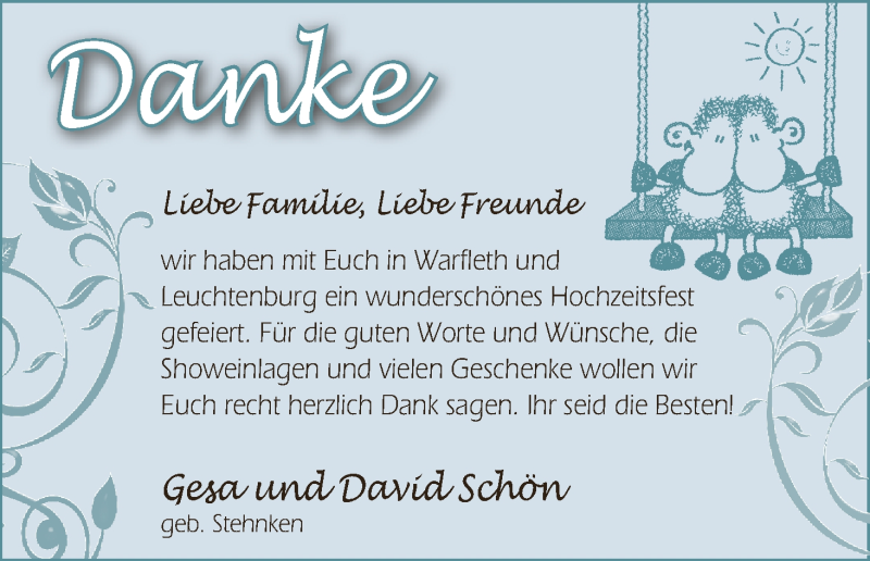 Hochzeitsanzeige von Gesa Schön von WESER-KURIER