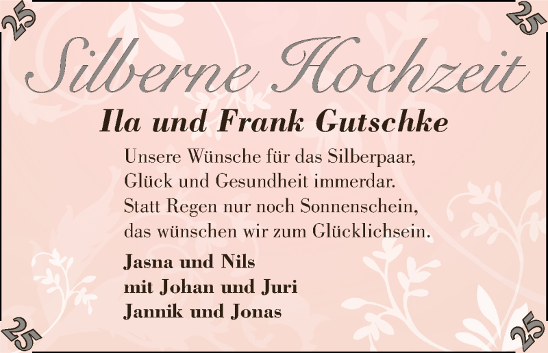 Hochzeitsanzeige von Ila Gutschke von Osterholzer Kreisblatt