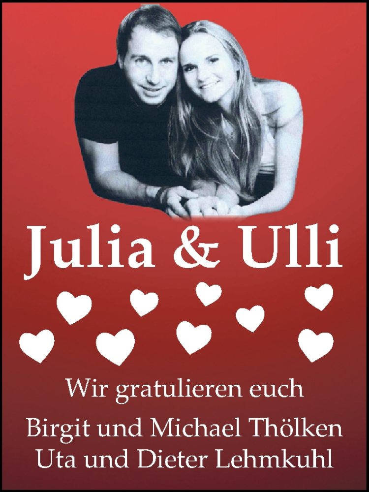 Hochzeitsanzeige von Julia  von WESER-KURIER