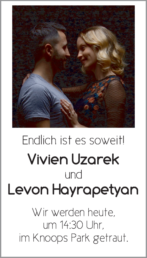 Hochzeitsanzeige von Vivien Uzarek von Die Norddeutsche