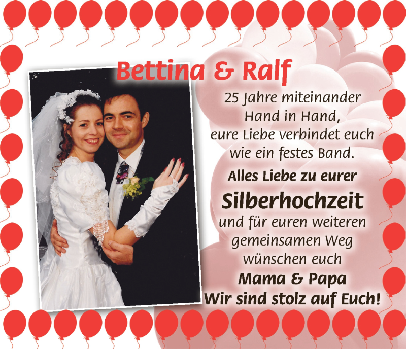 Hochzeitsanzeige von Bettina  von Regionale Rundschau/Syker Kurier