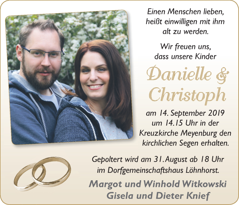 Hochzeitsanzeige von Danielle  von Die Norddeutsche