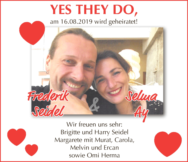 Hochzeitsanzeige von Frederik Seidel von WESER-KURIER