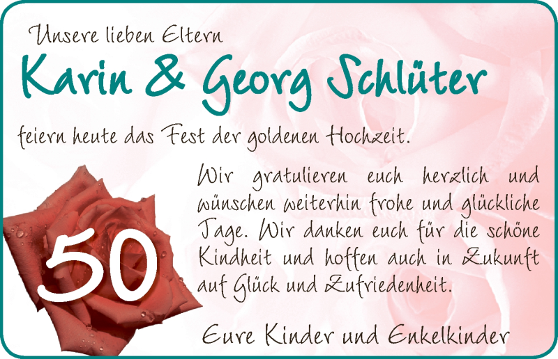 Hochzeitsanzeige von Karin Schlüter von Wuemme Zeitung