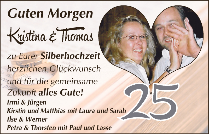 Hochzeitsanzeige von Kristina  von Wuemme Zeitung