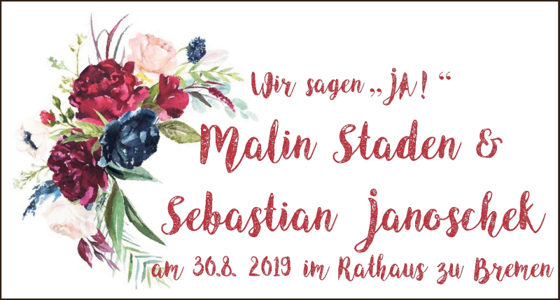 Hochzeitsanzeige von Malin Stadin von WESER-KURIER