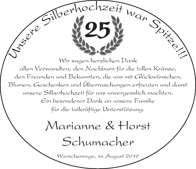 Hochzeitsanzeige von Marianne Schumacher von Osterholzer Kreisblatt