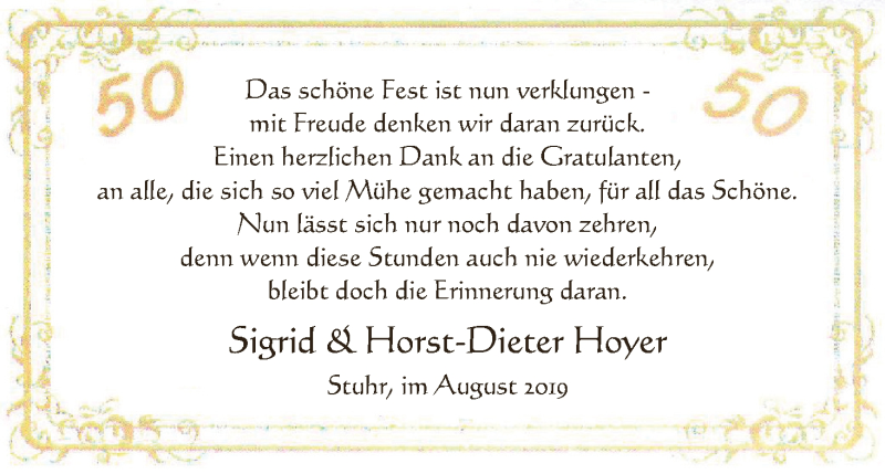 Hochzeitsanzeige von Sigrid Hoyer von Regionale Rundschau/Syker Kurier