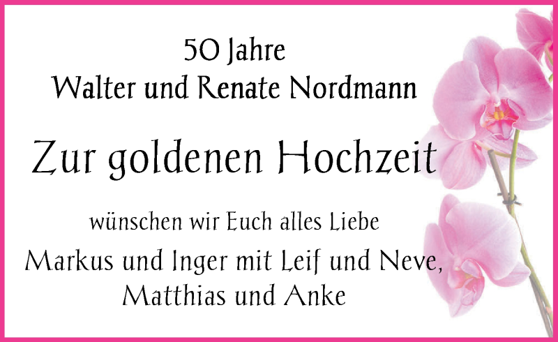Hochzeitsanzeige von Walter Nordmann von Regionale Rundschau/Syker Kurier