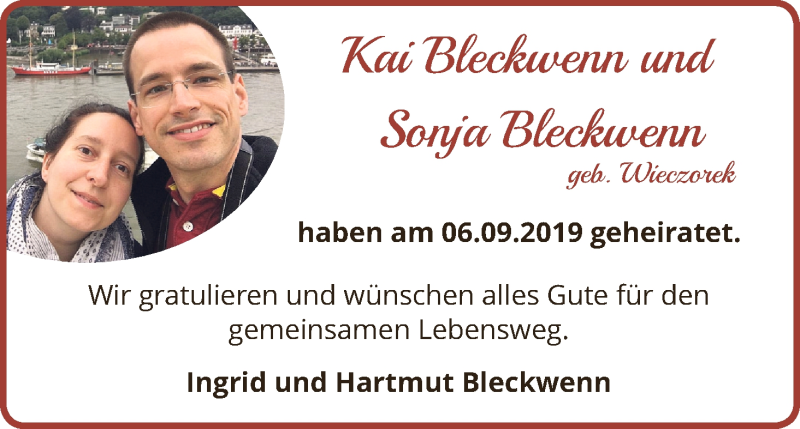 Hochzeitsanzeige von Kai  Bleckwenn von WESER-KURIER