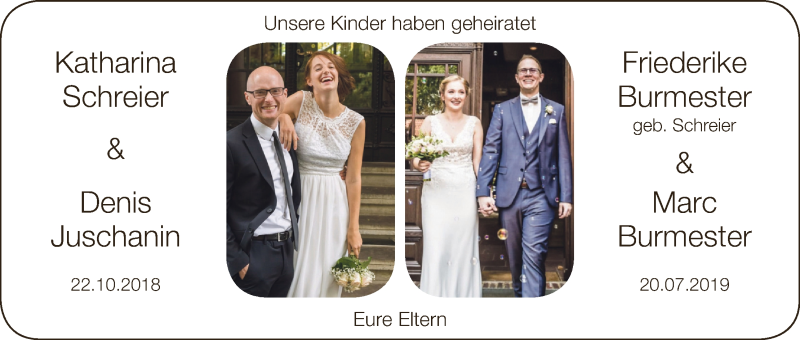 Hochzeitsanzeige von Katharina und Denis  von WESER-KURIER