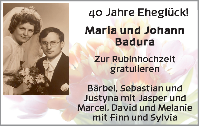 Hochzeitsanzeige von Maria Badura von Die Norddeutsche