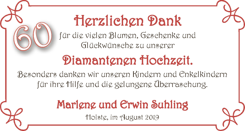 Hochzeitsanzeige von Marlene  Suhling von Osterholzer Kreisblatt