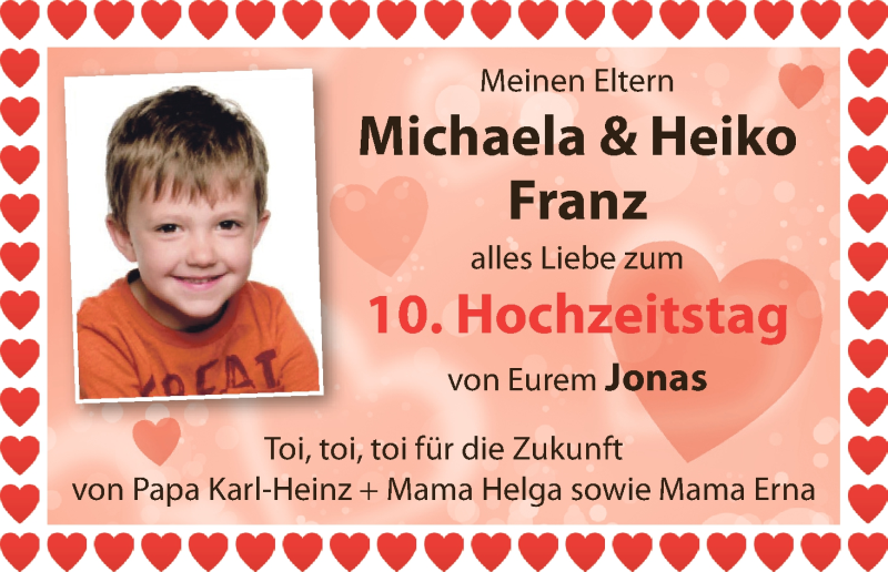 Hochzeitsanzeige von Michaela Franz von Die Norddeutsche