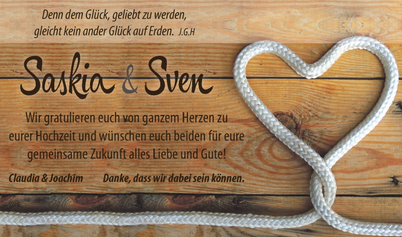 Hochzeitsanzeige von Saskia  von Wuemme Zeitung