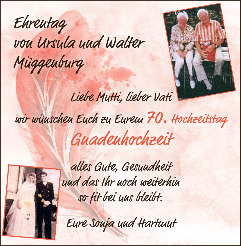 Hochzeitsanzeige von Ursula Müggenburg von WESER-KURIER