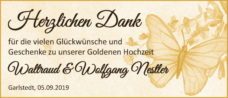 Hochzeitsanzeige von Waltraud Nestler von Osterholzer Kreisblatt