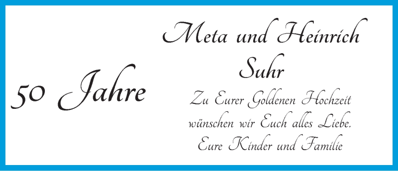 Hochzeitsanzeige von Meta Suhr von WESER-KURIER