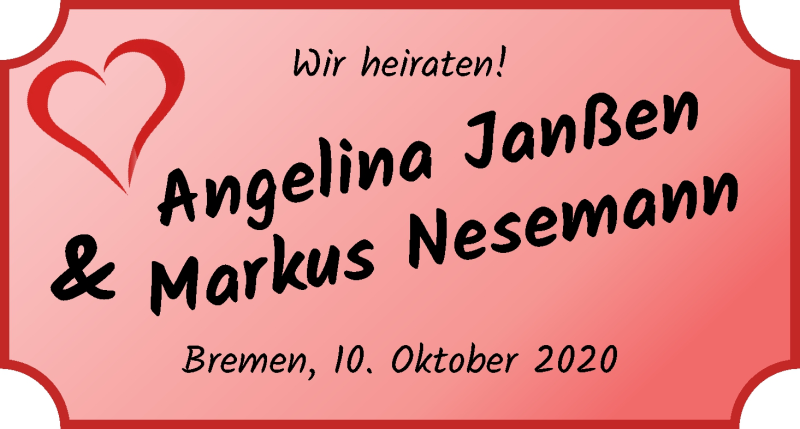 Hochzeitsanzeige von Angelina  von WESER-KURIER