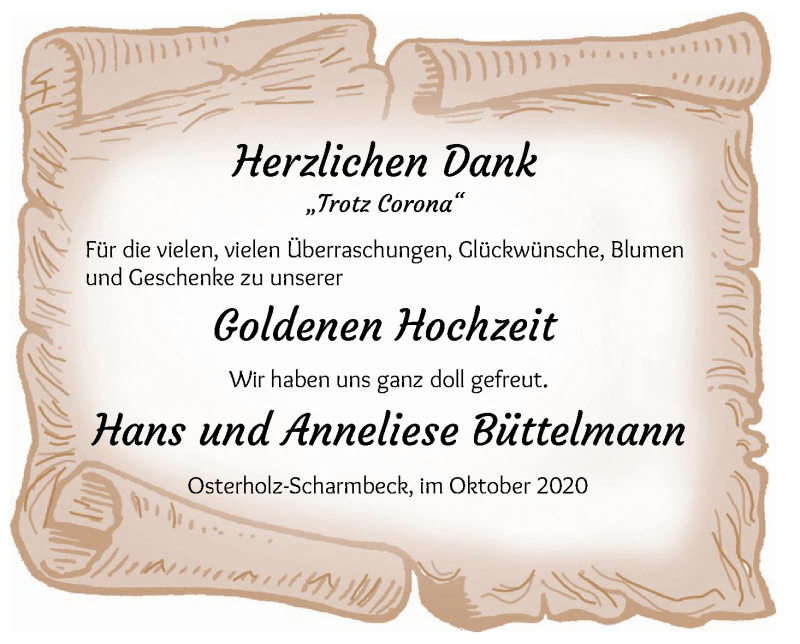 Hochzeitsanzeige von Anneliese Büttelmann von Osterholzer Kreisblatt