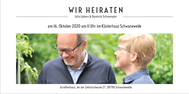 Hochzeitsanzeige von Julia Egbers von Die Norddeutsche
