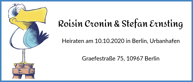 Hochzeitsanzeige von Roisin Cronin von WESER-KURIER