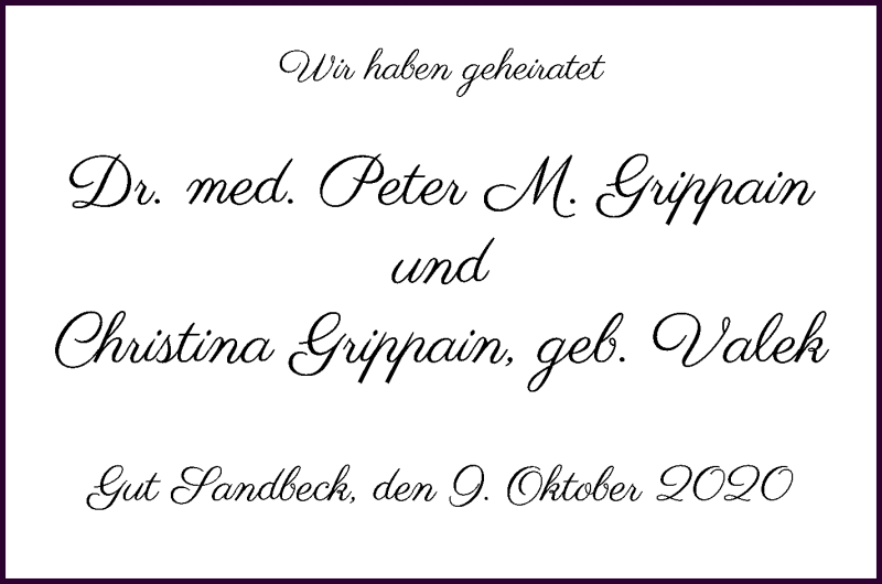Hochzeitsanzeige von Christina Grippain von Osterholzer Kreisblatt