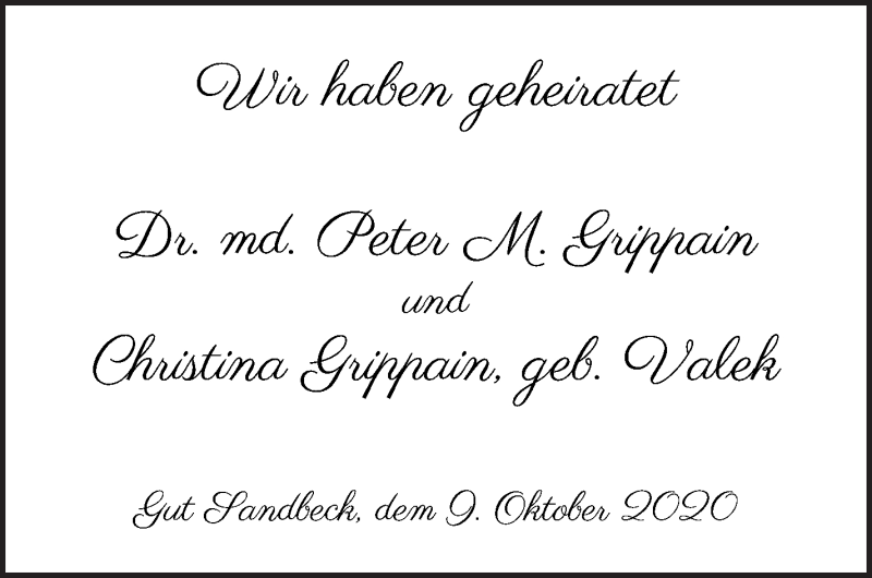 Hochzeitsanzeige von Christina Grippain von Osterholzer Kreisblatt