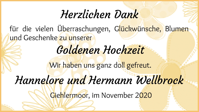 Hochzeitsanzeige von Hannelore Wellbrock von Osterholzer Kreisblatt