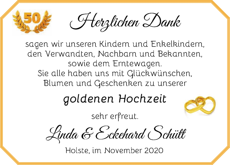 Hochzeitsanzeige von Linda Schütt von Osterholzer Kreisblatt