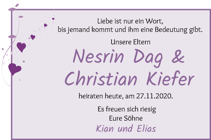 Hochzeitsanzeige von Nesrin Dag von WESER-KURIER