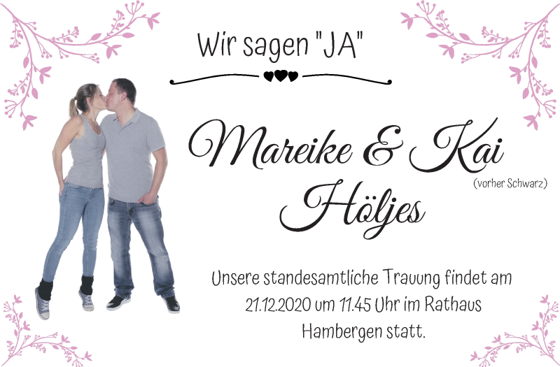 Hochzeitsanzeige von Mareike  von Osterholzer Kreisblatt
